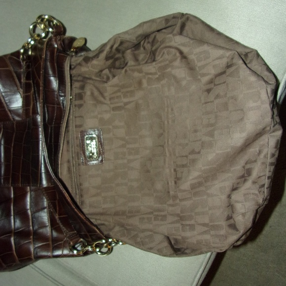 Furla Suede and Leather Embossed Shoulder Handbag - Picture 5 of 8